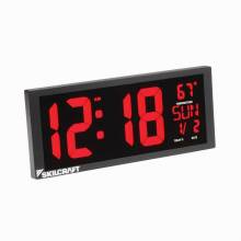 AbilityOne 6645016988079 Clock Digital Wall Mount And Desktop Self-Set Movement 3.93" Time Digits Black With Red Digits