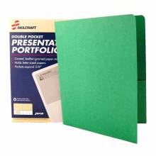 AbilityOne 71503219904 Skilcraft Double Pocket Portfolios With Business Card Holder - Green - 2 - Green - 25/Box