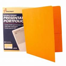AbilityOne 71503910097 Skilcraft Double Pocket Portfolios With Business Card Holder - Orange - 2 - Orange - 25/Box