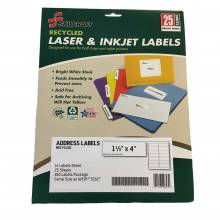 AbilityOne 7530016736513 Recycled Laser And Inkjet Labels 1 1/3 Inch X 4 Inch 100 Sheets Per Package