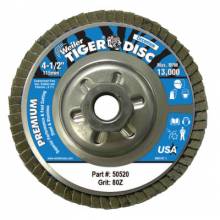 Weiler 50520 4-1/2" Tiger Abrasive Flap Disc 80Z 5/8"-11 A.H.