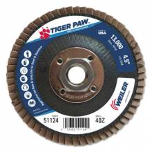 WEILER® 804-51124 4-1/2" TIGER PAW ABRASIVE FLAP DISC- ANGLED- 40Z(10 EA/1 CT)