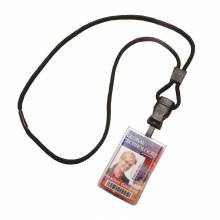 AbilityOne 8455016988431 Dual Card Holder Frosted Rigid Vertical 2.15" W X 3.44" H. With Cord Style Lanyard 36" X 1/4"