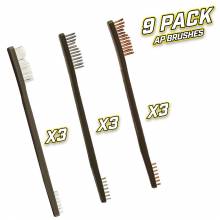 9 Pack Ap Brushes(3 Nylon/3 Bronze/3 Stainless Steel)