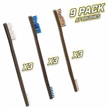 9 Pack Ap Brushes(3 Nylon/3 Blue Nylon/3 Bronze)