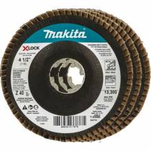 Makita T-03894-3 X‑LOCK 4‑1/2" 40 Grit Type 29 Angled Grinding and Polishing Flap Disc for X‑LOCK and All 7/8" Arbor Grinders, 3/pk