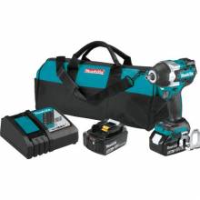 Makita XWT18T 18V LXT® Lithium‘Ion Brushless Cordless 4‘Speed Mid‘Torque 1/2" Sq. Drive Impact Wrench Kit w/ Detent Anvil