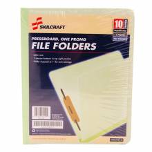 AbilityOne 7530015172730 SKILCRAFT Top Tab File Folder - Letter - 8.50" Width x 11" Length Sheet Size - 1 Fastener - 1.50" Fastener Capacity - Pressboard - Green - Recycled - 10/Pack