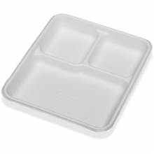 AbilityOne 7350009269233 SKILCRAFT 3 Compartment Disposable Plates - Plate - Paper, Fiber - Disposable - White - 500 Piece(s) / Carton