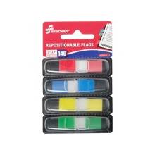 AbilityOne 7510016200283 SKILCRAFT Self-stick Repositionable Color Flags - 140 x Assorted - 0.50" x 1.70" - Rectangle - Assorted - Self-adhesive, Repositionable, Removable, Reusable - 140 / Pack