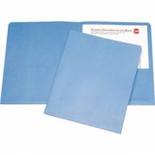 AbilityOne 7510005842490 SKILCRAFT Double Pocket Portfolio - Letter - 8 1/2" x 11" Sheet Size - 3/8" Expansion - 2 Pocket(s) - LeatherGrain - Light Blue - Recycled - 25 / Box