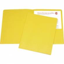 AbilityOne 7510015122414 SKILCRAFT Double Pocket Portfolio - Letter - 8 1/2" x 11" Sheet Size - 43/64" Expansion - 2 Pocket(s) - LeatherGrain - Yellow - 25 / Box