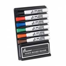 AbilityOne 7520013527321 SKILCRAFT Dry Erase 6-Color Assorted Marker - Chisel Point Style - Orange, Black, Black, Red, Blue, Green, Brown - 6 / Set
