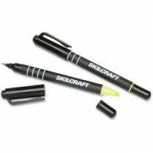 AbilityOne 7520014840020 SKILCRAFT Rite-N-Lite Ballpoint Pen and Highlighter - 0.7 mm Pen Point Size - Chisel Marker Point Style - Black Ink, Fluorescent Yellow Ink - 12 / Dozen