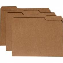 AbilityOne 7530002815939 SKILCRAFT Medium Kraft Paperboard File Folder - Letter - 8 1/2" x 11" Sheet Size - 3/4" Expansion - 1/3 Tab Cut - Assorted Position Tab Location - 11 pt. Folder Thickness - Paperboard - Brown Kraft - 1 / Box