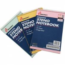 AbilityOne 7530014545702 SKILCRAFT Rainbow Executive Steno Notebooks - 60 Sheets - 0.34" Ruled - Gregg Ruled - 20 lb Basis Weight - 9" x 6" x 2" - Gold, Pink, Green Cover - Acid-free, Chlorine-free - 3 / Pack