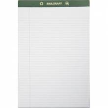 AbilityOne 7530015169626 SKILCRAFT Perforated Chlorine Free Writing Pad - 50 Sheets - Tape Bound - 0.31" Ruled - 20 lb Basis Weight - Legal 8 1/2" x 14" - White Paper - Green Binder - Back Board, Perforated, Leatherette Head Strip, Chlorine-free - 1Dozen