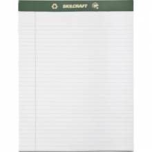 AbilityOne 7530015169627 SKILCRAFT Perforated Chlorine Free Writing Pad - 50 Sheets - Tape Bound - 0.31" Ruled - 20 lb Basis Weight - Letter 8 1/2" x 11" - White Paper - Green Binder - Perforated, Back Board, Chlorine-free, Leatherette Head Strip - 1Doze