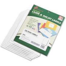 AbilityOne 7530015549538 SKILCRAFT Matte CD/DVD Label - 50 / Pack - Circle - 2/Sheet - Laser, Inkjet - White