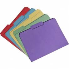 AbilityOne 7530015664138 SKILCRAFT Recycled Single-ply Top Tab File Folder - Letter - 8 1/2" x 11" Sheet Size - 3/4" Expansion - 1/3 Tab Cut - Assorted Position Tab Location - 11 pt. Folder Thickness - Blue, Red, Green, Yellow, Purple - Recycled - 100 / 
