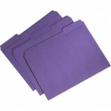 AbilityOne 7530015664135 SKILCRAFT Recycled Single-ply Top Tab File Folder - Letter - 8 1/2" x 11" Sheet Size - 3/4" Expansion - 1/3 Tab Cut - Assorted Position Tab Location - 11 pt. Folder Thickness - Purple - Recycled - 100 / Box