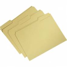 AbilityOne 7530015664137 SKILCRAFT Recycled Single-ply Top Tab File Folder - Letter - 8 1/2" x 11" Sheet Size - 3/4" Expansion - 1/3 Tab Cut - Assorted Position Tab Location - 11 pt. Folder Thickness - Yellow - Recycled - 100 / Box