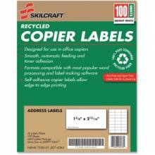 AbilityOne 7530012074363 SKILCRAFT Recycled Copier Label - Removable Adhesive - 1.37" Width x 2.81" Length - 24 / Sheet - Rectangle - Inkjet, Laser - White - 3300 / Box