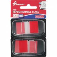 AbilityOne 7510013152019 SKILCRAFT Repositionable Self-stick Flags - 1" x 1.75" - Rectangle - Red - Repositionable, Self-adhesive, Removable - 100 / Pack