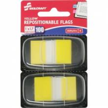 AbilityOne 7510013152024 SKILCRAFT Repositionable Self-stick Flags - 1" x 1.75" - Rectangle - Yellow - Repositionable, Self-adhesive, Removable - 100 / Pack