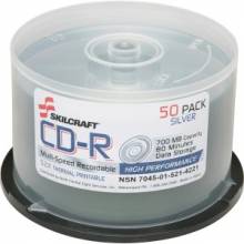 AbilityOne 7045015214221 SKILCRAFT CD Recordable Media - CD-R - 52x - 700 MB - 1 Pack Spindle - 120mm - Printable - Thermal Printable - 1.33 Hour Maximum Recording Time