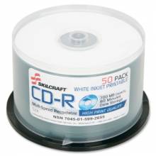 AbilityOne 7045015992655 SKILCRAFT CD Recordable Media - CD-R - 52x - 700 MB - 50 Pack Spindle - 120mm - Printable - Inkjet Printable - 1.33 Hour Maximum Recording Time
