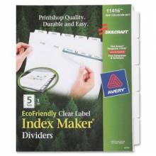 AbilityOne 7530016006977 SKILCRAFT Clear Label Index Maker Dividers - 5 Print-on Tab(s) - 8.5" Divider Width x 11" Divider Length - Letter - White Divider - 1 Set