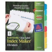 AbilityOne 7530016006978 SKILCRAFT 8-Tab Clear Label Index Maker Dividers - 8 Print-on Tab(s) - 8.5" Divider Width x 11" Divider Length - Letter - White Divider - 1 / Set