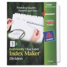 AbilityOne 7530016006981 SKILCRAFT 5-tab Index Maker Dividers - 5 Print-on Tab(s) - 8.5" Divider Width x 11" Divider Length - Letter - White Divider - 1 Set