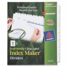 AbilityOne 7530016006982 SKILCRAFT 8-Tab Clear Label Index Maker Dividers - 8 Print-on Tab(s) - 8.5" Divider Width x 11" Divider Length - Letter - White Divider - 1 / Set