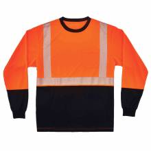 GloWear 8281BK L Orange Type R Class 2 Black Front Long Sleeve T-Shirt