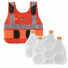 Chill-Its 6215 L/XL Orange Premium FR Phase Change Cooling Vest with Packs