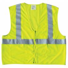 MCR Safety CL2MLPX3 Class 2, Lime Poly Vest, 2" Silver Tape (1EA)