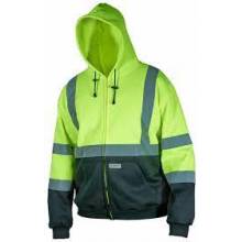 MCR Safety SSCL3LZX2 Sweatshirt,Shaded,Class3,Lime,Zipper X2 (1EA)
