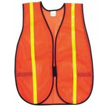 MCR Safety V211R Poly, Mesh Safety Vest, 3/4 Lime Stripe, (1EA)