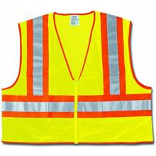 MCR Safety WCCL2LL Poly, Mesh Safety Vest, 4 1/2 Orange/Sil (1EA)