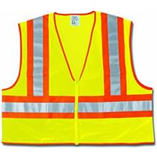 MCR Safety WCCL2LM Poly, Mesh Safety Vest, 4 1/2 Orange/Sil (1EA)