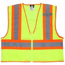 MCR Safety WCCL2LX2 Poly, Mesh Safety Vest, 4 1/2 Orange/Sil (1EA)