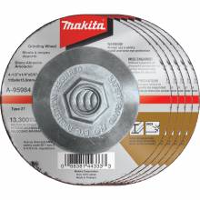 Makita A-95984-5 4‑1/2" x 1/4" x 5/8‑11" INOX Grinding Wheel, 36 Grit, 5/pk