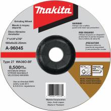 Makita A-96045 7" X 1/4" X 7/8" Inox Grinding Wheel, 36 Grit