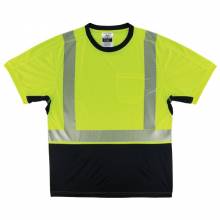 Ergodyne 23506 GloWear 8283BK Lightweight Performance Hi-Vis T-Shirt - Type R, Class 2, Black Bottom 2XL (Lime)