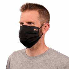 Ergodyne 48801 Skullerz 8800 Contoured Face Cover Mask - Reusable, Cotton L/XL (Black)