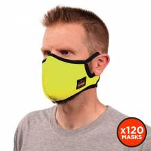 Ergodyne 48864 Skullerz 8802F(x) Contoured Face Cover Mask and Filter - Reusable, Cotton L/XL (Orange)