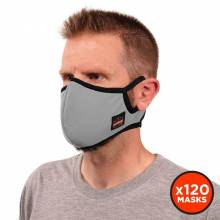 Ergodyne 48866 Skullerz 8802F(x) Contoured Face Cover Mask and Filter - Reusable, Cotton L/XL (Gray)