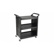 Rubbermaid FG342100BLA SERVICE UTILITY CART WITH 3" SWIVEL CASTERS AND END PANELS, 150 LB. CAPACITY - BLACK